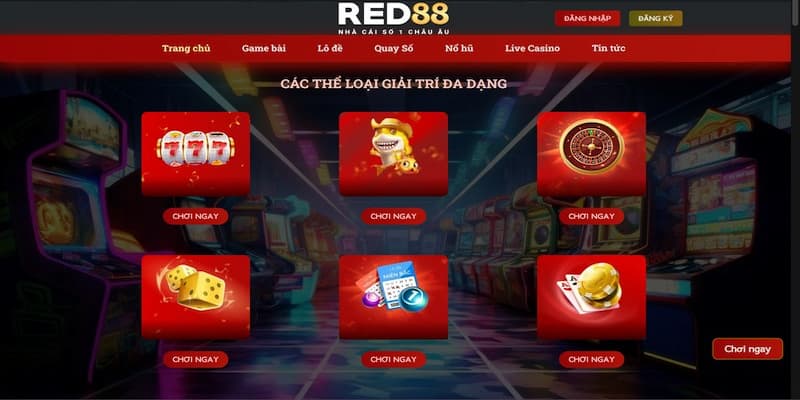 Sảnh đánh bạc Red88 nổi bật với đa dạng hàng tiêu đề hàng đầu